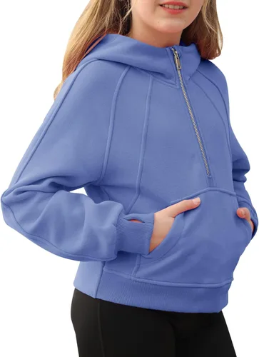 Vista 3 de Sudaderas con media cremallera para niñas, con capucha corta, de vellón, mangas largas