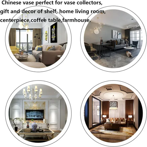 Vista 3 de Jarrón alto de piso chino de cerámica para decoración del hogar, florero japonés de 12 pulgadas, recipiente sofisticado para ramas decorativas