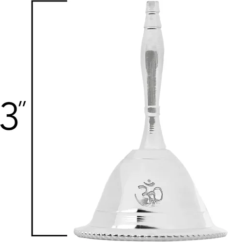 Vista 2 de Incense Garden Campana de Altar - Bañada en Plata - 3 Inch H (OM) - Diwali