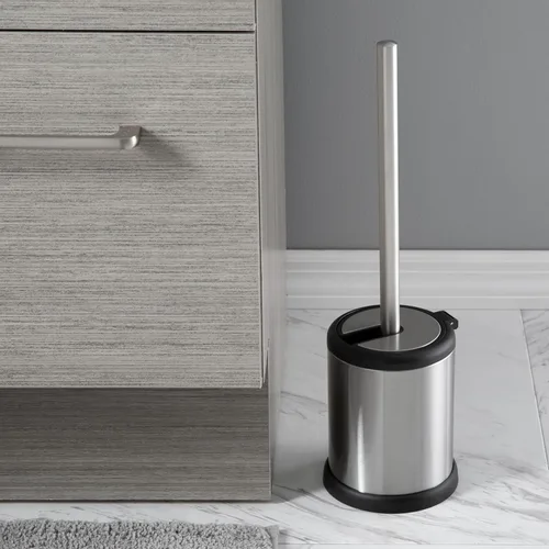 Vista 5 de Bath Bliss Escobilla de inodoro y soporte Tapa con cierre automático Cabezal de 360 grados Limpieza de baño Tamaño compacto Almacenamiento