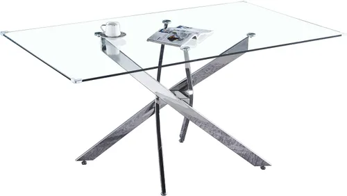 Vista 53 de Mesas de comedor redondas de 36 pulgadas, mesa de comedor moderna de cocina con base de metal cromado dorado, mesas de comedor redondas de vidrio