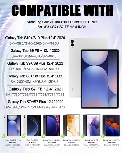 Vista 2 de BRAECN Funda para Samsung Galaxy Tab S10+/ S9 FE+/ S9+/ S8+/ S7 FE/S7+ Plus de 12,4" funda de silicona resistente con soporte para bolígrafo S, Azul