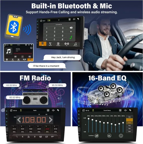 Vista 5 de UNITOPSCI 9 pulgadas único DIN inalámbrico Apple CarPlay Android Auto coche estéreo pantalla táctil Bluetooth FM receptor de radio de coche espejo
