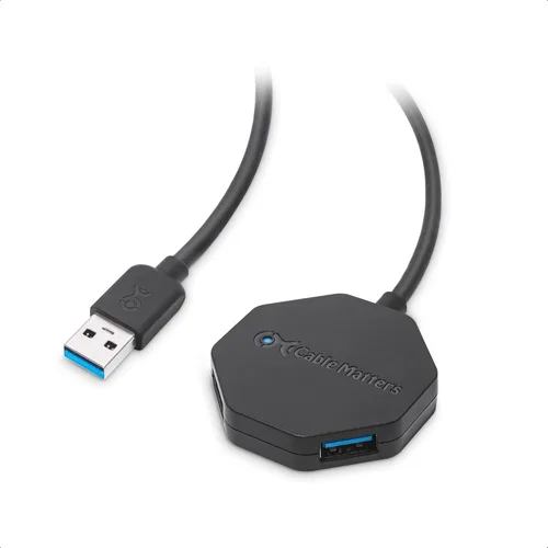 Vista 7 de Cable Matters Hub USB Ultra Mini de 4 puertos con cable de extensión largo de 4 pies, concentrador USB 3.0 con múltiples puertos para una velocidad