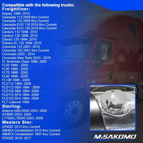 Vista 4 de Cubierta de Tapa de Combustible con Cierre para Camión Semirremolque Diésel de Zinc Compatible con Camiones Freightliner, Sterling y Western Star