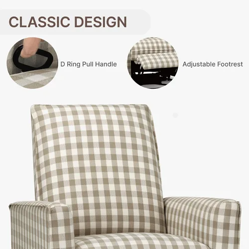 Vista 7 de KISLOT Silla reclinable giratoria, planeador manual para guardería, cuadros Cuadros azules