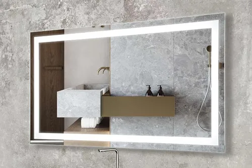 Prominence Home Espejo LED de lujo para baño/pared con luz delantera y trasera, antiniebla, resistente a los golpes y ajustes de luz ajustables, 55