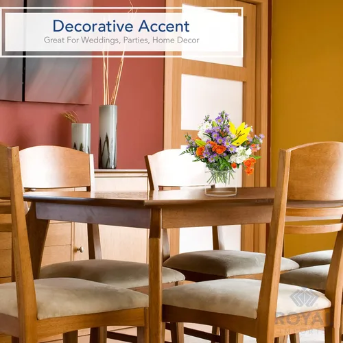 Vista 6 de Royal Imports Florero decorativo de acrílico para centro de mesa del hogar o para bodas, resistente a los golpes - Cilindro de 4" de diámetro por 4