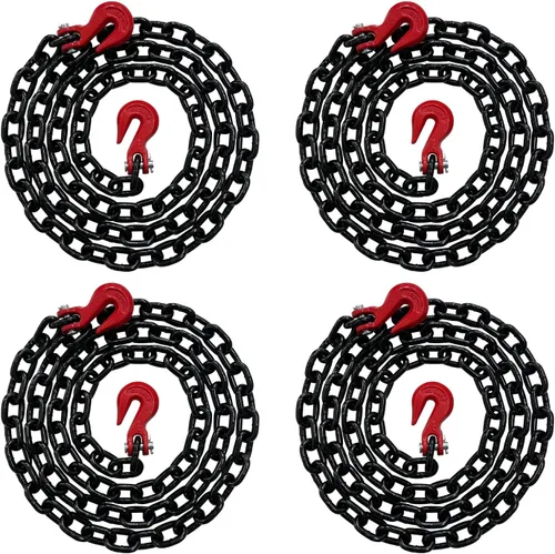 Vista 24 de Cadena de transporte de grado 80 de 3/8 pulgadas x 10 pies – 7,100 libras WLL – gancho de agarre de horquilla, amarre, remolque