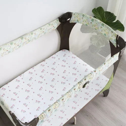 Vista 6 de Sábanas para Pack and Play, Sábanas Pack n Play Juego de 4 sábanas para Mini Cuna, Sábanas Ultrasuaves Compatibles con Colchonetas Pack n Play