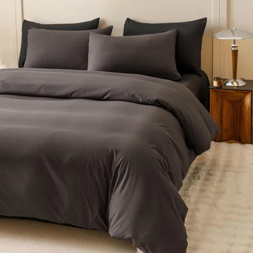 Vista 137 de CLOTHKNOW Juego de edredón de 3 piezas a cuadros color beige óxido, tamaño Full, juego de ropa de cama de cuadros edredón terracota con 2 fundas