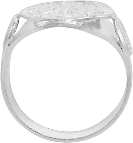 Vista 2 de Anillo de San Benito con sello redondo de plata de ley de 58 pulgadas para mujer, tallas 5-10