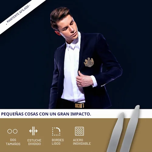Vista 2 de 50 ballenas para cuello de camisa de metal, en caja dividida