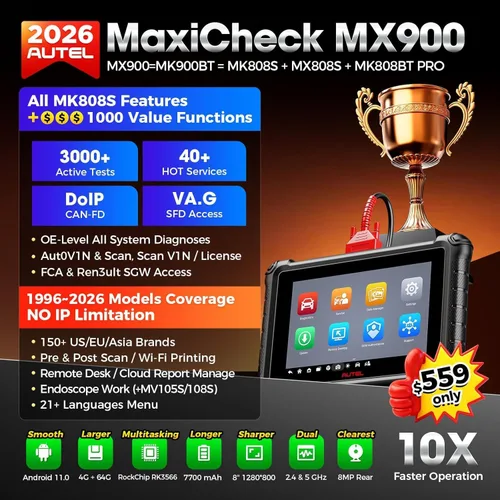 Vista 2 de Autel Escáner bidireccional MaxiCheck MX900: 2026 hasta MaxiCOM MK808S MX808S, funciona como herramienta de diagnóstico MK900-BT MK900BT OBD2