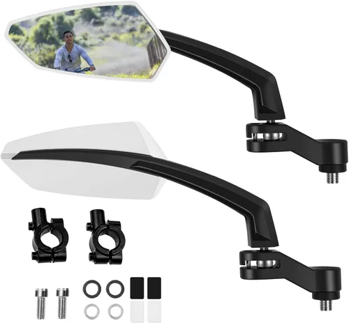 Vista 11 de Addmotor Espejos de bicicleta, 1 par de montaje para manillar de espejo de bicicleta, espejo giratorio ajustable de 360°, HD, espejo retrovisor