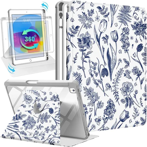 Vista 18 de Uppuppy Funda para iPad de 9ª/8ª/7ª/Air de 3ª Generación Caso 10.2" y para iPad Pro de 10.5 Pulgadas Fundas Soporte Giratorio de 360 Grados Funda