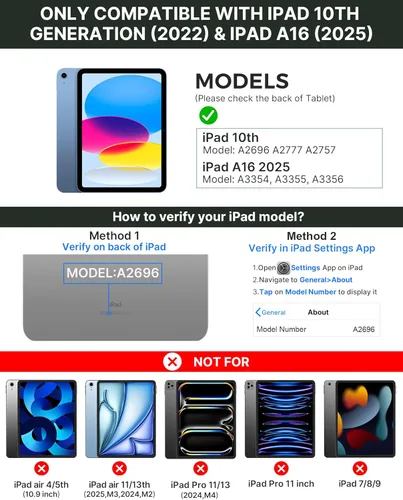 Vista 2 de typecase Funda táctil para iPad de 11ª y 10ª generación con teclado (11 pulgadas 2025, A16 y 10.9 pulgadas 2022) – Rotación de 360°