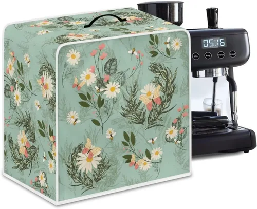 Vista 23 de Funda para cafetera, poliéster, azul, se adapta a la mayoría de máquinas de café estándar, protector resistente al polvo, huellas dactilares
