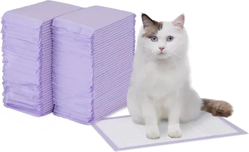 Vista 7 de Yaxa Basics Almohadillas para orines de gato, 20 unidades, ajuste universal para caja de arena, control de olores con aroma a limón, púrpura