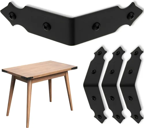 Vista 8 de Soportes de esquina de metal de granja, mesa decorativa de madera de 6.1 pulgadas, protectores de esquina negro mate para tocador de madera