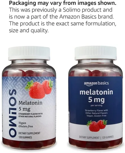 Vista 4 de Amazon Basics Melatonina 5 mg, 120 gomitas (2 por porción), fresa (anteriormente Solimo) (paquete de 2)