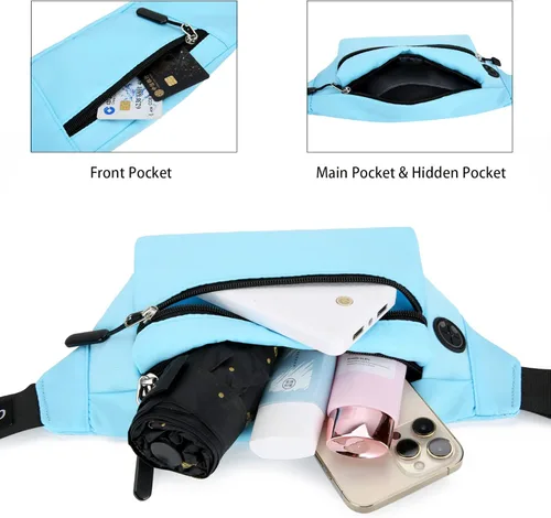 Vista 5 de AuSion Riñonera grande para mujer, impermeable, con 3 bolsillos con cremallera, a la moda, para correr, senderismo, cinturón para hombres, llevar