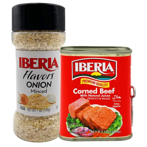 Iberia Carne de res en conserva, 12 onzas + cebolla Iberia picada, 7 onzas.