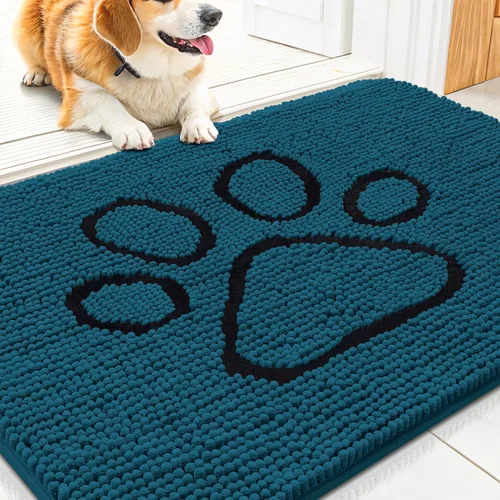 Vista 225 de Smiry Tapete para puerta de perro para patas fangosas, absorbente que atrapa la suciedad, antideslizante, de secado rápido, lavable, tapete