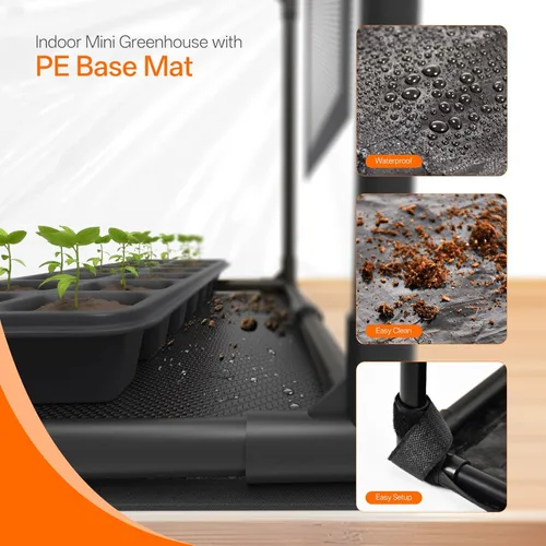 Vista 4 de Bstrip Invernadero interior con luz de crecimiento, mini tienda de campaña de PVC con alfombrilla base de PE, ventanas de ventilación y puerta