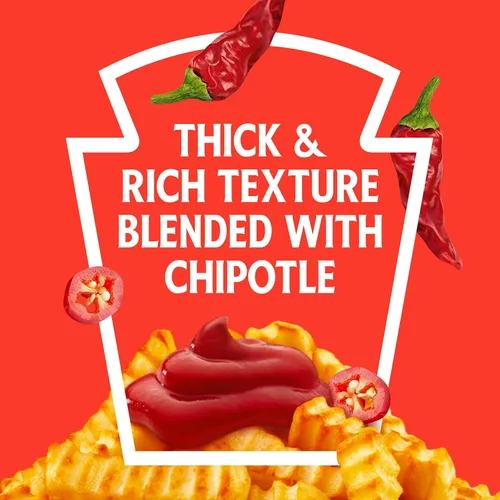 Vista 6 de Heinz Ketchup de tomate mezclado con chipotle, botella exprimible de 14 onzas