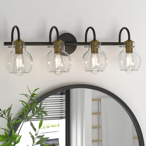 Vista 23 de Accesorios de Iluminación para Tocador de Baño, Apliques de Pared Montados en Baño, Luces de Tocador Sobre Espejo con Pantalla de Vidrio Globo, Base