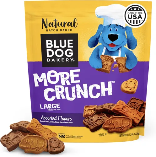 Vista 20 de Blue Dog Bakery More Crunch - Pequeños sabores surtidos, galletas para perros, golosinas saludables, todo natural, tocino, pollo, queso, mantequilla