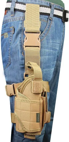Vista 2 de Nehostertfy Funda de pierna caída, funda táctica de muslo para pistola, ajustable para mano derecha, funda para pierna