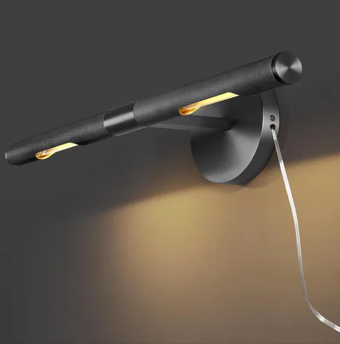 Vista 10 de Knurled Picture Light, 19in Brass Picture Light for Wall, Plug-in or Hardwired, Dimmable Gold Art Lights, Wall Sconce for Pictures Frame, Painting