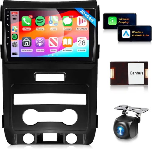 16EQ 2G 64G Android Car Stereo para Ford F150 F-150 2009-2014 Radio con CarPlay Android Auto, podofo 9 pulgadas HD IPS pantalla táctil Bluetooth