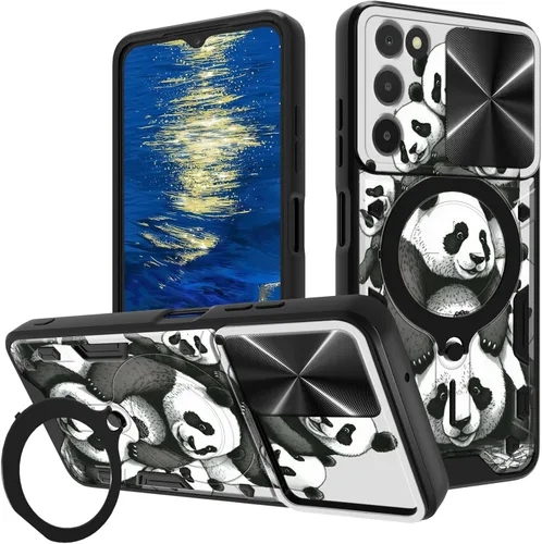 Vista 46 de for Samsung Galaxy A35 5G Phone Case 6.6" with Slide Camera Cover & 360 Degree Rotate Ring Stand Kickstand A Black Cat Dual Layer Hybrid Heavy Duty