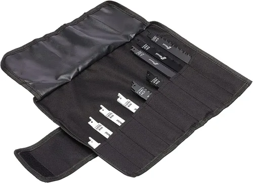 Vista 4 de Yaxa Basics Juego de hojas de sierra recíproca de acero al cromo vanadio con bolsa organizadora, compatible con plástico, 32 piezas, blanco y negro
