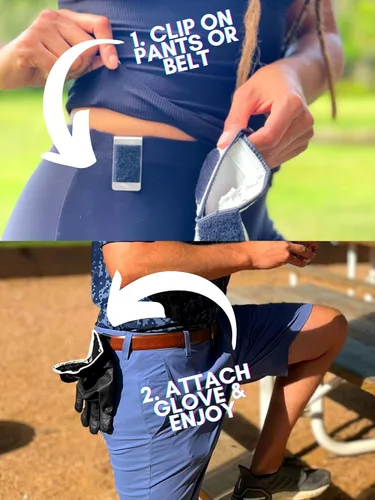 Vista 2 de Glove Caddy® - Soporte para guantes de golf, gancho y bucle de acero inoxidable, accesorio de golf para hombres y mujeres