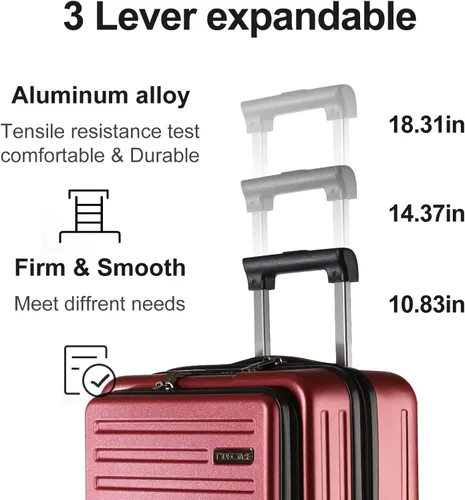 Vista 8 de TydeCkare Juego de equipaje ABS+PC ruedas giratorias ligeras de 2028 pulgadas., Rojo vino, Moda