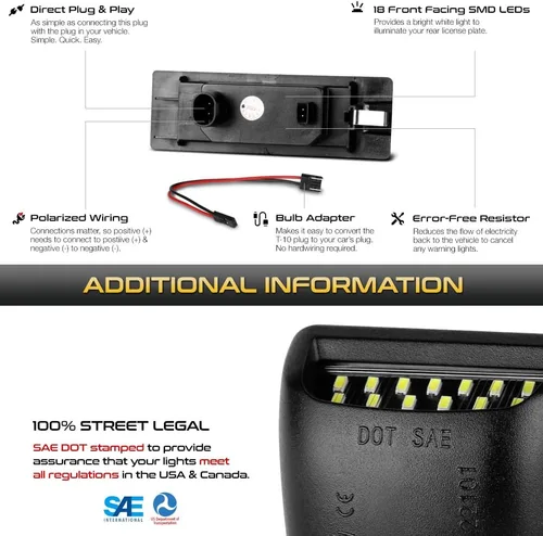 Vista 5 de VIPMOTOZ Luces LED completas para placa de matrícula, compatibles con Toyota GR Supra J29/DB 2020-2023, carcasa cromada, lente transparente, juego