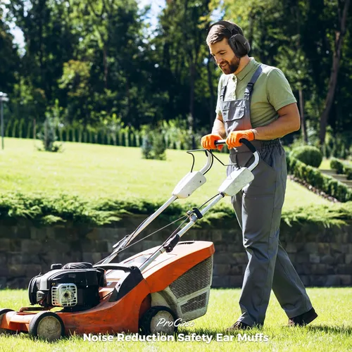 Vista 4 de ProCase - Orejeras con cancelación de ruido SNR 33dB, auriculares de protección auditiva para adultos, orejeras insonorizadas para trabajo, corte