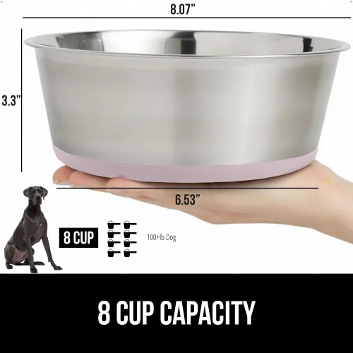 Vista 19 de GORILLA GRIP Juego de 2 cuencos para perros, con capacidad para 8 tazas (64 onzas líquidas), cuenco de metal resistente para alimentos y agua