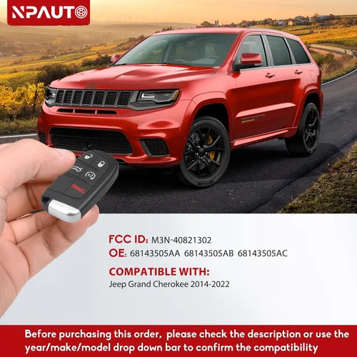 Vista 3 de Llavero compatible con Jeep Grand Cherokee 2014-2022 2014 2015 2016 2017 2018 2019 2020 2021 2022, control remoto de entrada sin llave de coche