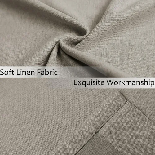 Vista 99 de Frelement Cortinas opacas de lino natural, paneles de cortinas con bolsillo para barra y pestaña trasera, para sala de estar, cortinas