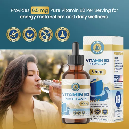 Vista 4 de Vykee Nutrition Gotas de riboflavina de vitamina B2, suplemento líquido B2 para metabolismo energético, función celular y apoyo de la visión