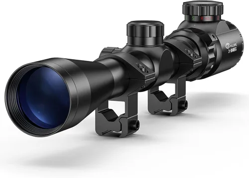 CVLIFE 3-9x40 Rifle Scope, Red & Green Illuminated Optical Riflescope, 1 inch Tube Scope for Hunting with Mounts