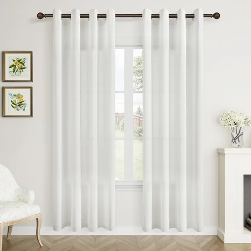 Vista 43 de Aersas Cortinas de lino negro para dormitorio de 63 pulgadas de largo, 2 paneles de privacidad, eficiencia energética, semitransparentes, cortinas