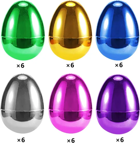 Vista 5 de CPPSLEE 36 huevos de Pascua de plástico, rellenos de cesta de Pascua para niños pequeños, niños, niñas, adolescentes, huevos de Pascua de oro