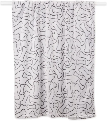 Vista 2 de Bone Dry Colección de huesos en relieve, manta para mascotas, 36x48, negro