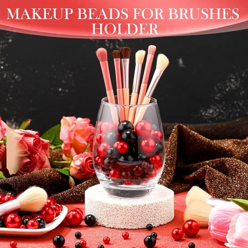 Vista 5 de Junkin 300 cuentas de maquillaje para jarrón de perlas sintéticas, sin agujero, perlas brillantes, tamaños mixtos, perlas redondas para boda, hogar